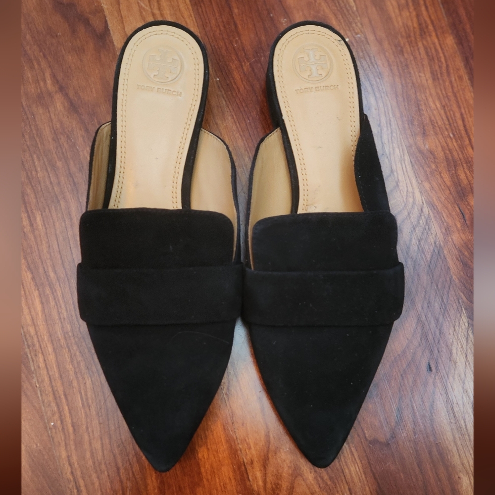 Tory Burch Black Pointed-Toe Mules